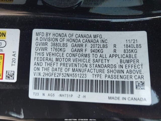 2022 HONDA CIVIC SPORT 9