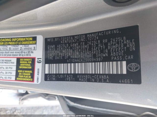 2025 TOYOTA CAMRY LE 9
