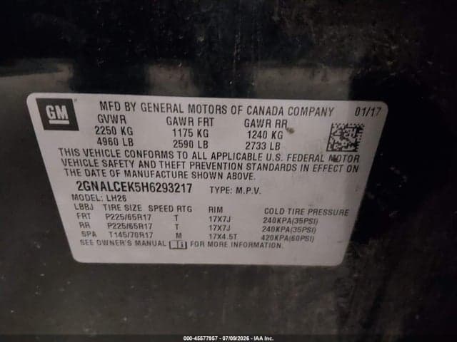 2017 CHEVROLET EQUINOX LT 9