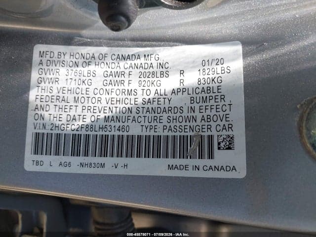 2020 HONDA CIVIC SPORT 9