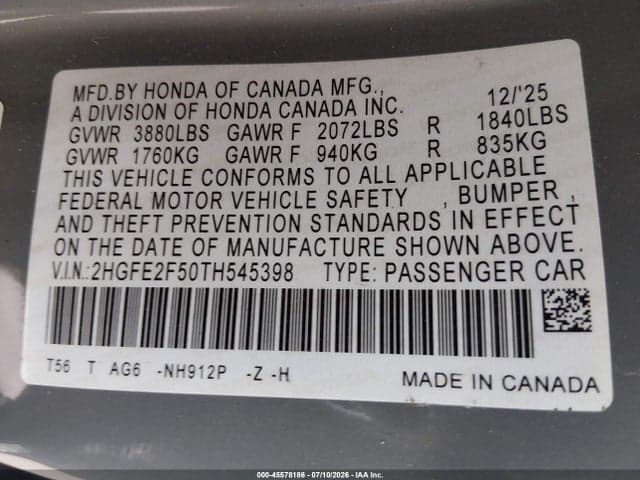 2026 HONDA CIVIC SPORT 9