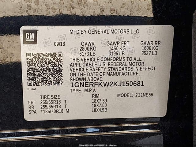 2019 CHEVROLET TRAVERSE LS 9