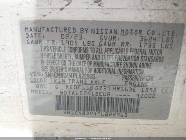2023 NISSAN VERSA 1.6 S XTRONIC CVT 9