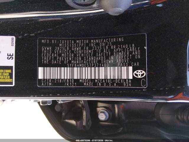 2026 TOYOTA COROLLA LE 9