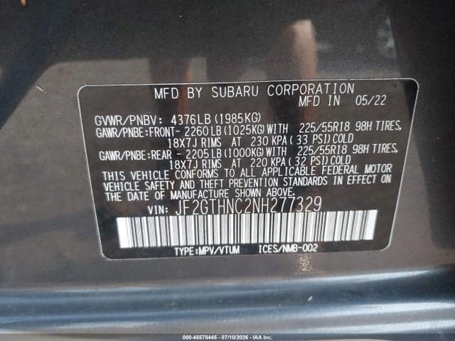 2022 SUBARU CROSSTREK LIMITED 9