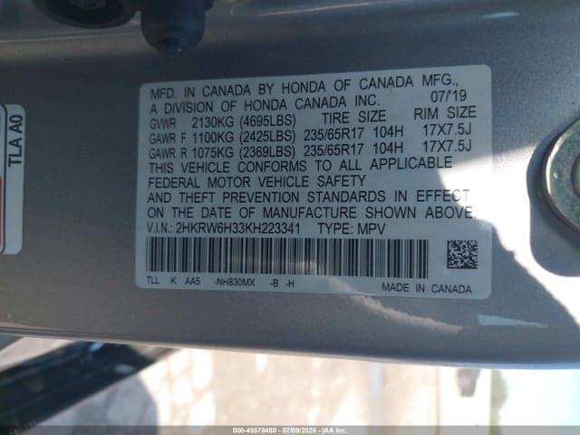 2019 HONDA CR-V LX 9