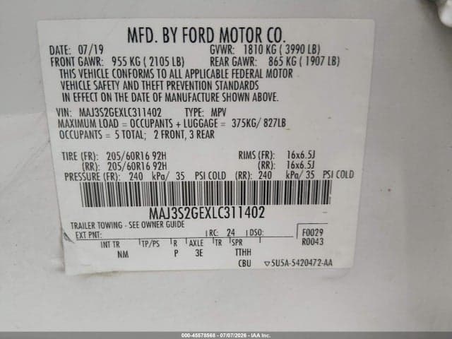 2020 FORD ECOSPORT SE 9