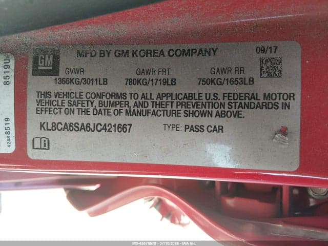 2018 CHEVROLET SPARK LS MANUAL 9