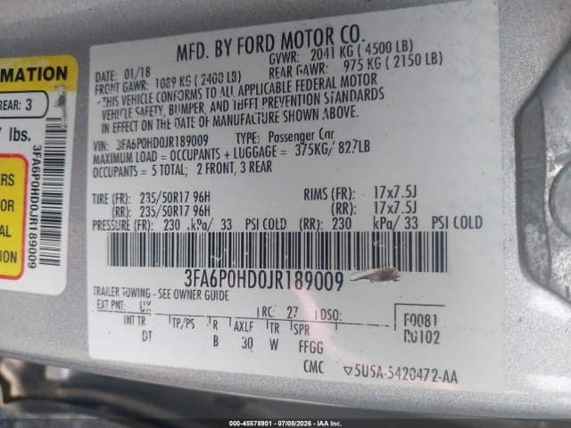 2018 FORD FUSION SE 9