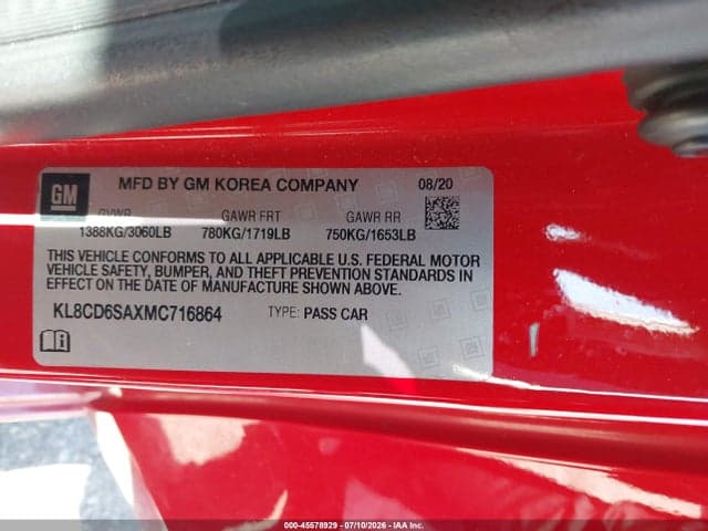 2021 CHEVROLET SPARK FWD 1LT AUTOMATIC 9