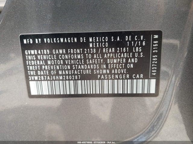 2017 VOLKSWAGEN JETTA 1.4T S 9