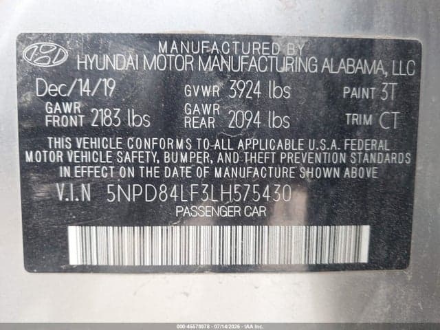2020 HYUNDAI ELANTRA SEL 9