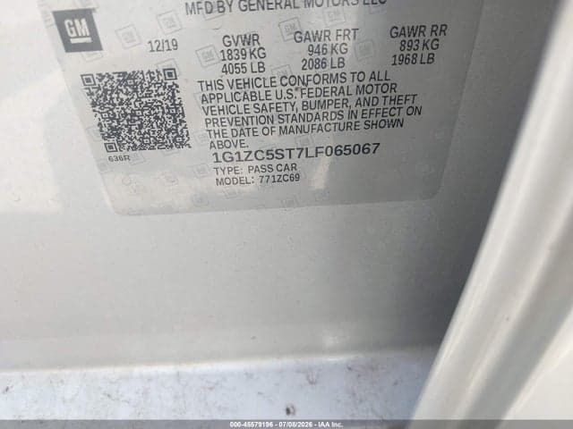 2020 CHEVROLET MALIBU FWD 1FL 9