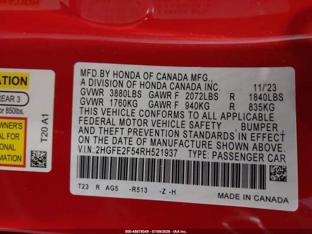 2024 HONDA CIVIC SPORT 9