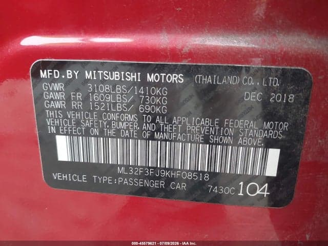 2019 MITSUBISHI MIRAGE G4 ES 9