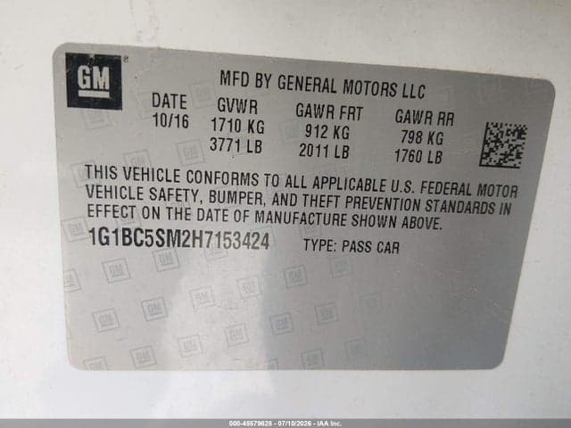 2017 CHEVROLET CRUZE LS AUTO 9