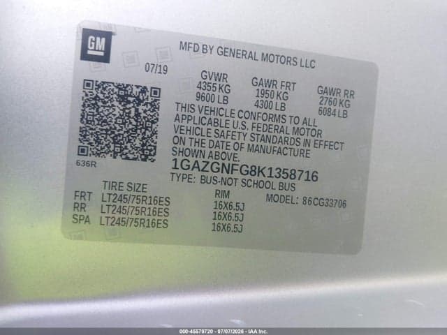 2019 CHEVROLET EXPRESS 3500 LS 9
