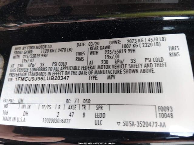 2020 FORD ESCAPE TITANIUM 9