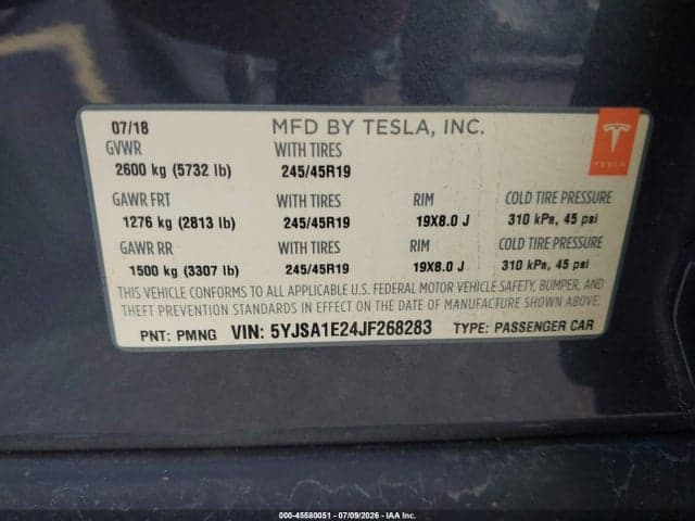 2018 TESLA MODEL S 100D/75D/P100D 9