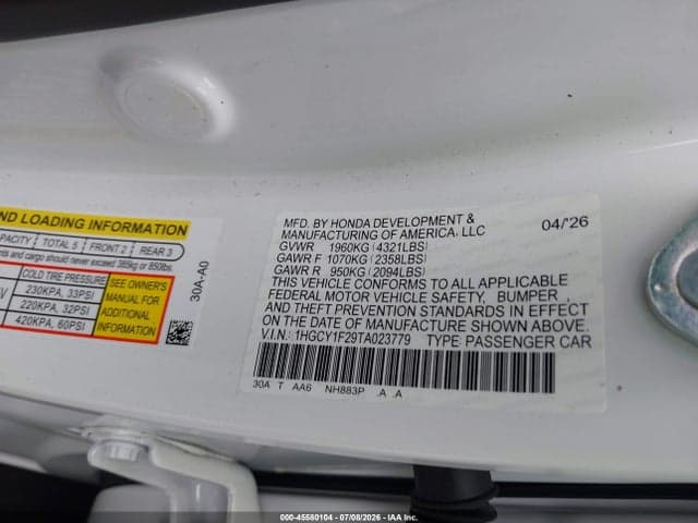 2026 HONDA ACCORD LX 9