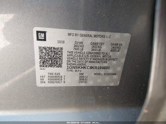 2019 CHEVROLET SUBURBAN LT 9