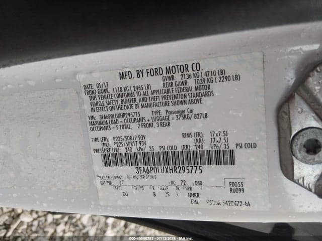 2017 FORD FUSION HYBRID SE 9
