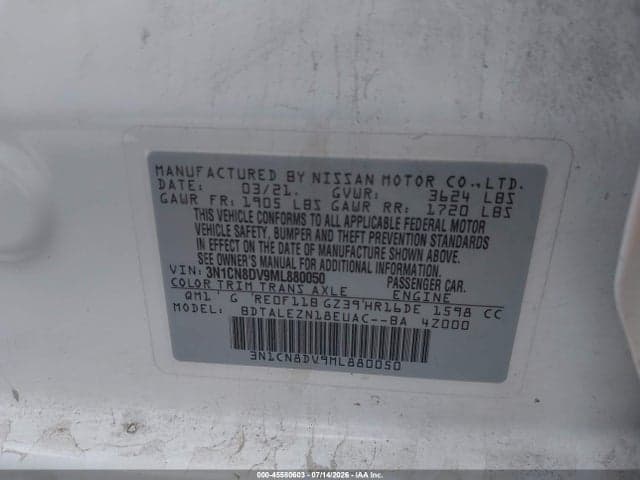 2021 NISSAN VERSA S XTRONIC CVT 9