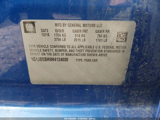2017 CHEVROLET SONIC LS AUTO 9
