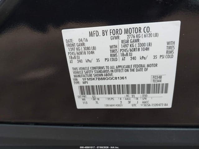 2016 FORD EXPLORER 9