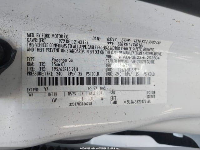 2017 FORD FOCUS S 9