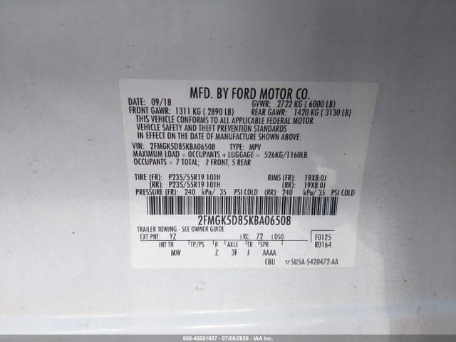 2019 FORD FLEX LIMITED 9