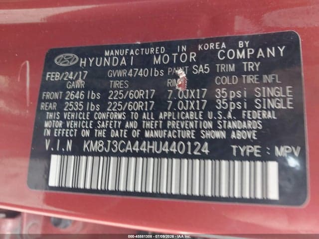 2017 HYUNDAI TUCSON SE 9