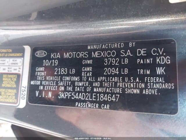 2020 KIA FORTE EX 9