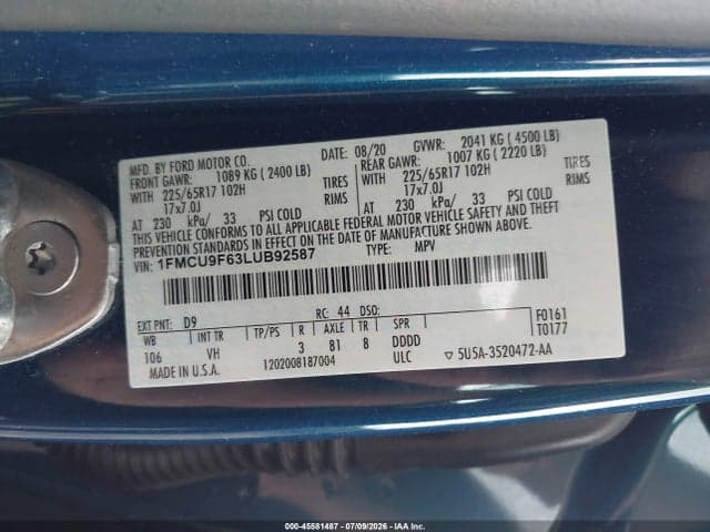 2020 FORD ESCAPE S 9