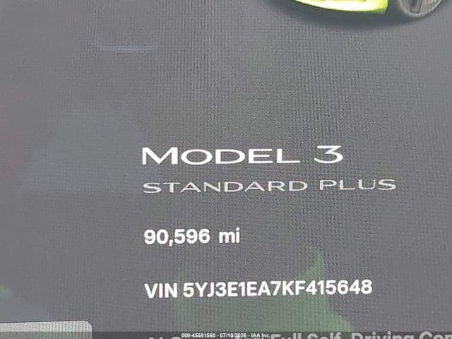 2019 TESLA MODEL 3 LONG RANGE/MID RANGE/STANDARD RANGE/STANDARD RANGE PLUS 7