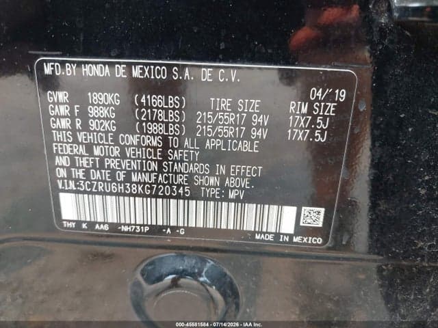 2019 HONDA HR-V LX 9