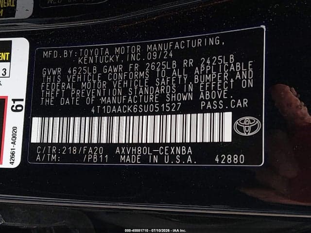 2025 TOYOTA CAMRY LE 9