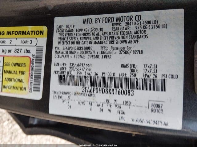 2019 FORD FUSION SE 9