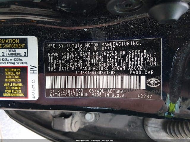 2017 TOYOTA AVALON XLE PREMIUM 9