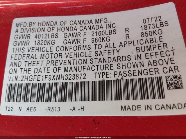 2022 HONDA CIVIC TOURING 9