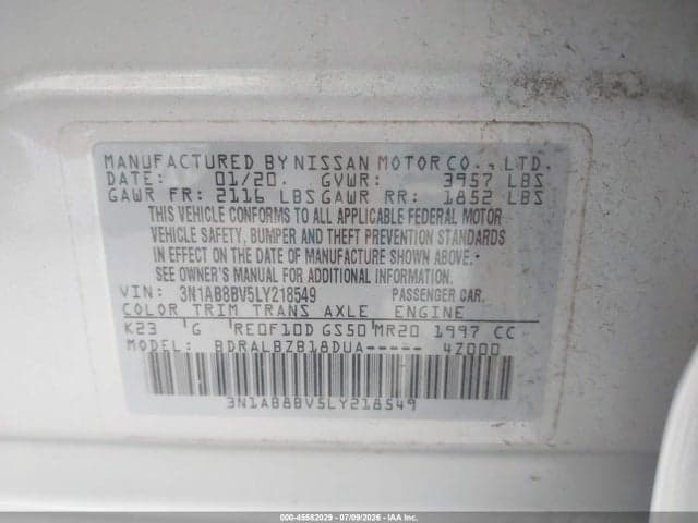 2020 NISSAN SENTRA S XTRONIC CVT 9