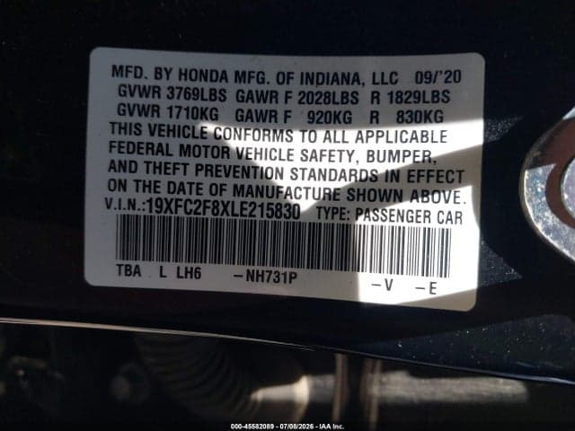 2020 HONDA CIVIC SPORT 9