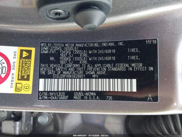2019 TOYOTA HIGHLANDER XLE 9