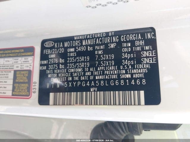 2020 KIA SORENTO 3.3L S 9