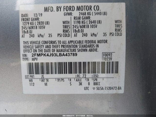 2020 FORD EDGE SEL 9