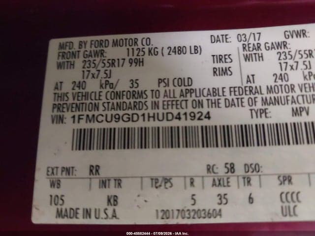 2017 FORD ESCAPE SE 9