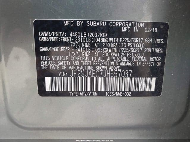 2018 SUBARU FORESTER 2.5I PREMIUM 9