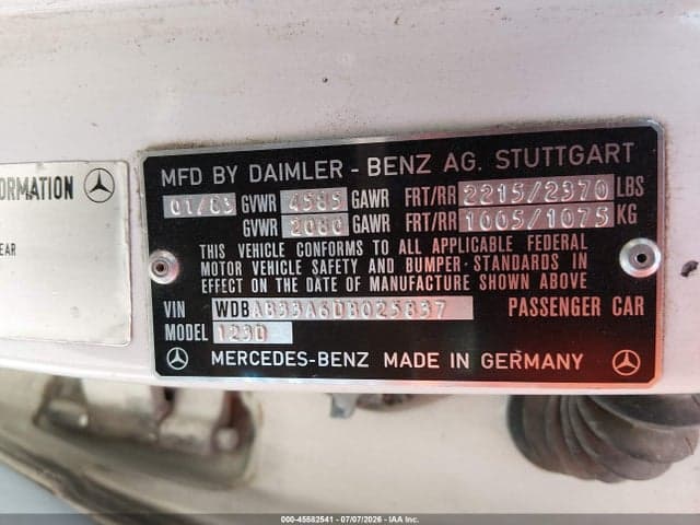 1983 MERCEDES-BENZ 300 DT 9