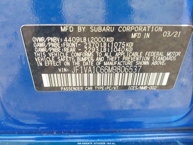 2021 SUBARU WRX PREMIUM 9