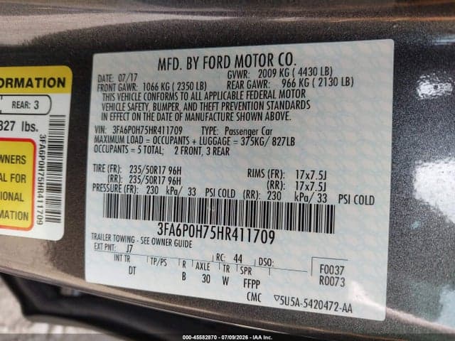 2017 FORD FUSION SE 9